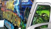 Photo Op - Thanksgiving Day Parade by Sutton Foster - Young Frankenstein ad on bus