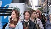Photo Op - Thanksgiving Day Parade by Sutton Foster - getting out of bus