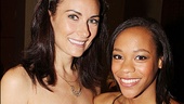 Women on the Verge's Laura Benanti greets fellow best featured actress nominee Nikki M. James of  The Book of Mormon.