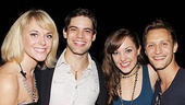Broadway vet Ashley Spencer comes in close for a photo with fiancé Jeremy Jordan, his soon-to-be leading lady Laura Osnes and her hubby, Nathan Johnson. 