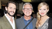 Director Walter Bobbie is congratulated by the stars of his next project, Venus in Fur: Hugh Dancy and Nina Arianda. 
