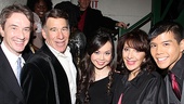 Martin Short, composer Stephen Schwartz and Andrea Martin step in for a photo with 2011 stars Anna Maria Perez de Tagle and Telly Leung.