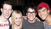 Darren Criss was also gleeful to greet Godspell understudy Julia Mattison (a real-life pal since they were eight years old). They join Nick Blaemire and Telly Leung for a four-shot. 