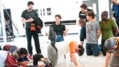 Peter and the Starcatcher Rehearsal – Christian Borle and the human stool