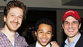 Godspell director Daniel Goldstein and producer Ken Davenport, flank a humbled Corbin Bleu at Tony's di Napoli Restaurant.