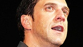 A wet and wonderful Raúl Esparza takes in the overwhelming applause at the St. James Theatre. 