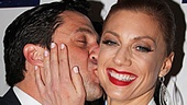 Raúl Esparza gives his Leap of Faith leading lady Jessica Phillips a congratulatory kiss at the Copacabana. 