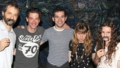 Superstar film director Judd Apatow and daughter Maude show off their "black staches" while flanking Peter and the Starcatcher leads Christian Borle, Adam Chanler-Berat and Celia Keenan-Bolger.