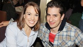 Newsies good girl Kara Lindsay chats up Peter and the Starcatcher bad guy Matthew Saldivar. 