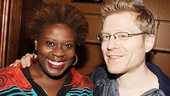 Newsies’ Capathia Jenkins and Rent’s Anthony Rapp take a break from meetings fans to pose for photo.