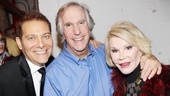 Michael Feinstein, Henry Winkler and Joan Rivers beam backstage at the Longacre Theatre. 