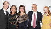 Dan Stevens and Jessica Chastain surround producers Paula Wagner, Stephanie P. McClelland and Roy Furman on opening night.