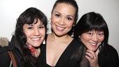 An excited Ali Ewolt and Ann Harada bookend their former Les Miserables co-star Lea Salonga backstage at Lincoln Center.