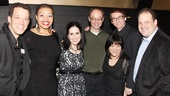 The original Avenue Q gang, John Tartaglia, Carmen Ruby Floyd, Stephanie D’Abruzzo, musical director Gary Adler, Ann Harada, Rick Lyon and Jordan Gelber, reunite for a performance in honor of their 10th anniversary. 