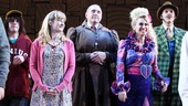 The Matilda grown-ups Taylor Trensch, Lauren Ward, Bertie Carvel, Lesli Margherita and Gabriel Ebert enjoy the applause. 