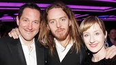 Stars Bertie Carvel and Lauren Ward surround composer Tim Minchin at the opening night party.