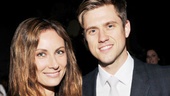 Broadway faves turned TV stars Laura Benanti and Aaron Tveit share a smile at the cocktail hour.
