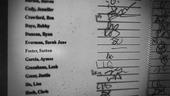 Sutton Foster backstage at Shrek – sign in sheet