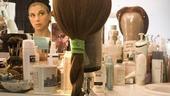 Sutton Foster backstage at Shrek –wig in mirror