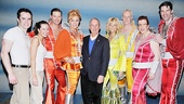Mamma Mia! stars Corey Greenan, Liana Hunt, Clarke Thorell, Judy McLane, Lisa Brescia, John Dossett, Jennifer Perry and Patrick Boll snap a sweet photo with Mayor Bloomberg.