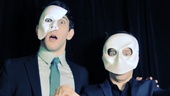 The men behind the (super creepy!) masks: Newsies own Ben Fankhauser and Andrew Keenan-Bolger. 