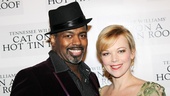 Lance Roberts, who plays Lacey, and Emily Bergl, who is fantastic as Mae, enjoy the opening night party.