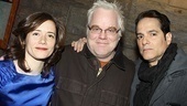 This is the evening's real dream team: LAByrinth Theater Company co-founder Philip Seymour Hoffman poses between the company's co-artistic directors, Mimi O'Donnell and Yul Vazquez. 