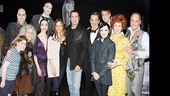 The Addams clan (Adam Riegler, Jackie Hoffman, Brad Oscar, Bebe Neuwirth, Zachary James, Roger Rees, Rachel Potter, Jesse Swenson, Heidi Blickenstaff and Adam Grupper) will surely remember the night the Travolta family paid a visit. 