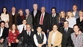 The Best Man cast members (clockwise from top left) Olja Hrustic, Michael McKean, Candice Bergen, Angela Lansbury, John Larroquette, James Earl Jones, Eric McCormack, Kerry Butler, Donna Hanover, Sherman Howard, Angelica Page, Corey Brill, Jefferson Mays, Bill Kux, James Lecesne, Fred Parker, Jr., Amy Tribbey and Curtis Billings take a company photo with director Michael Wilson.