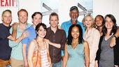The cast of Clybourne Park, joined by playwright Bruce Norris and director Pam MacKinnon, clusters around Morgan Freeman for a company photo. Cheese! 