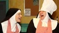 Jeanne Tinker as Sister Amnesia, Bonnie Lee as Reverend Mother and Bambi Jones as Sister Hubert in Nunsense.