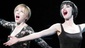 Charlotte d'Amboise as Roxie and Nikka Graff Lanzarone as Velma in Chicago.