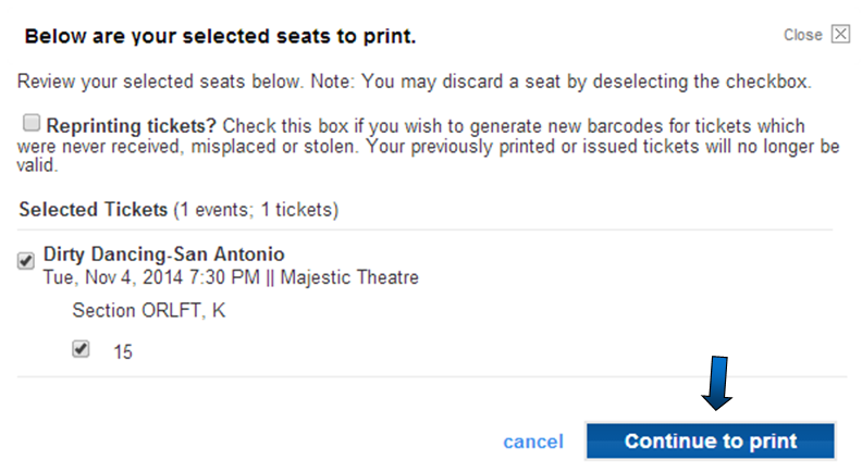 size of tickets